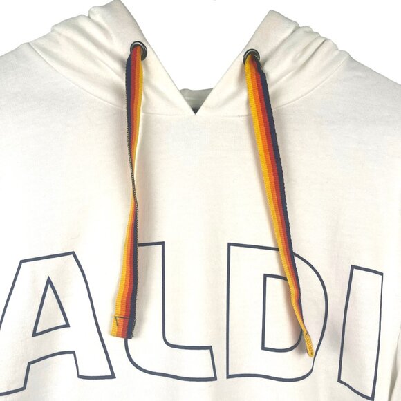 Aldi Gear WHITE LOGO Hooded Sweatshirt Hoodie SZ SMALL UNISEX PULLOVER Stripes - Picture 3 of 8